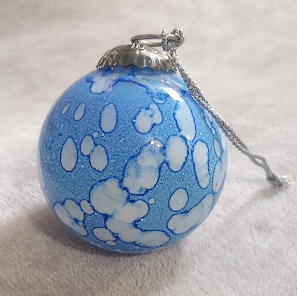 2 Kugel Style Speckled Blown Glass Ball Christmas Ornaments